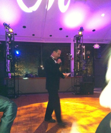 DJ Scott introducing the wedding party at Leah and Michael Marek's wedding.